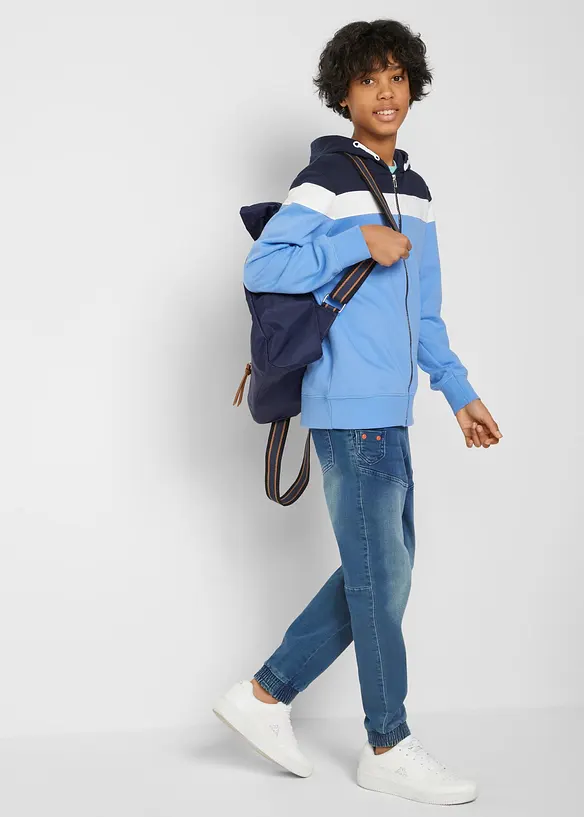 Sweat zippé à capuche en coton mélangé, bonprix