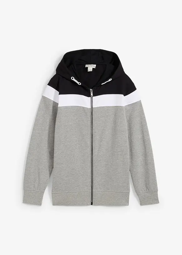 Sweat zippé à capuche en coton mélangé, bonprix