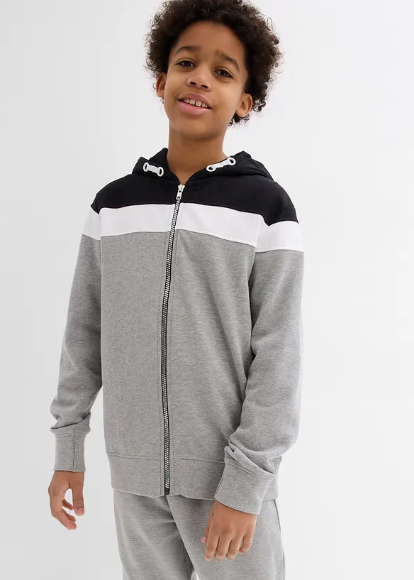 Sweat zippé à capuche en coton mélangé, bonprix