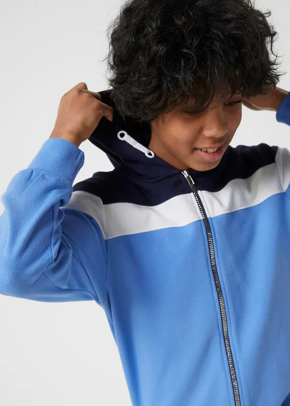 Sweat zippé à capuche en coton mélangé, bonprix