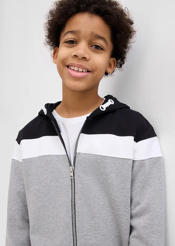 Sweat zippé à capuche en coton mélangé, bonprix