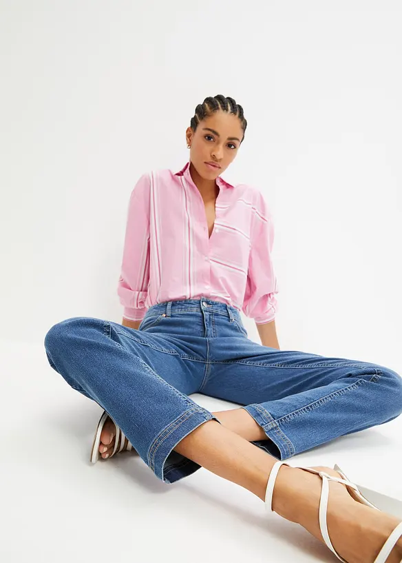 Jean droit taille mi-haute, extensible, bonprix