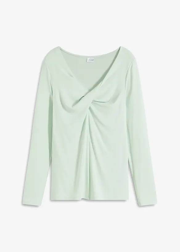 T-shirt manches longues c&ocirc;tel&eacute; avec d&eacute;tail nou&eacute;, bonprix