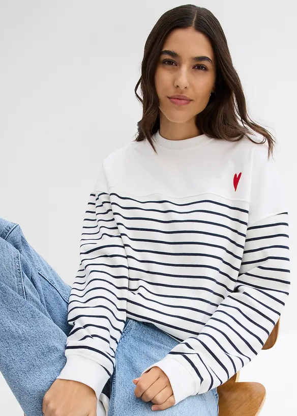 Sweat oversize en coton m&eacute;lang&eacute;, bonprix