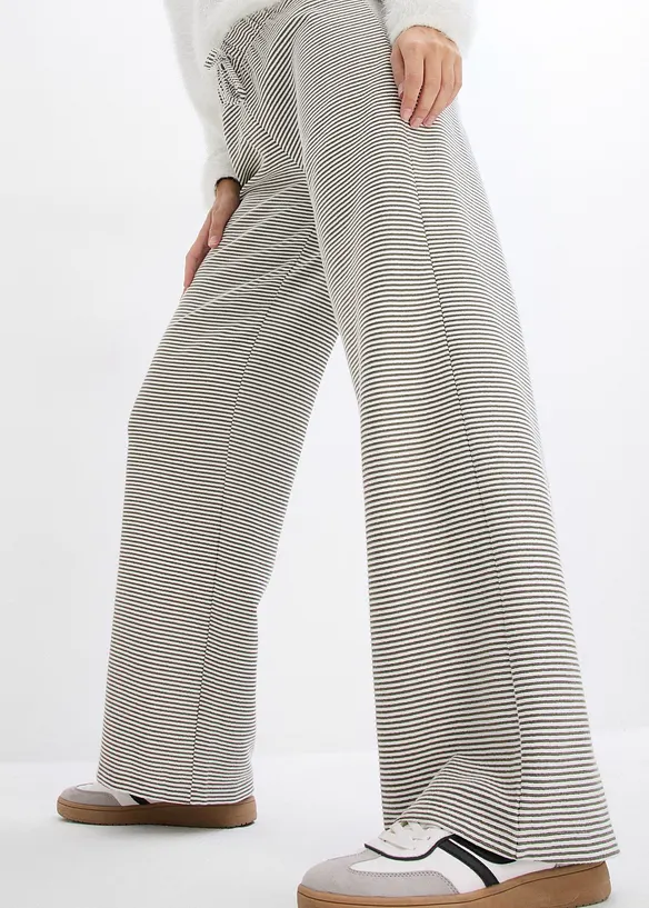 Pantalon en jersey ray&eacute; avec cordon de serrage, coton majoritaire, bonprix