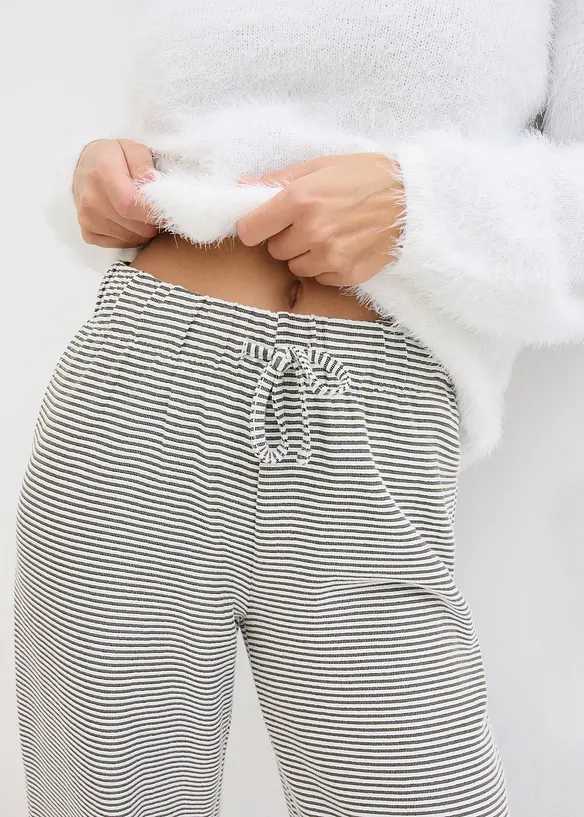 Pantalon en jersey ray&eacute; avec cordon de serrage, coton majoritaire, bonprix