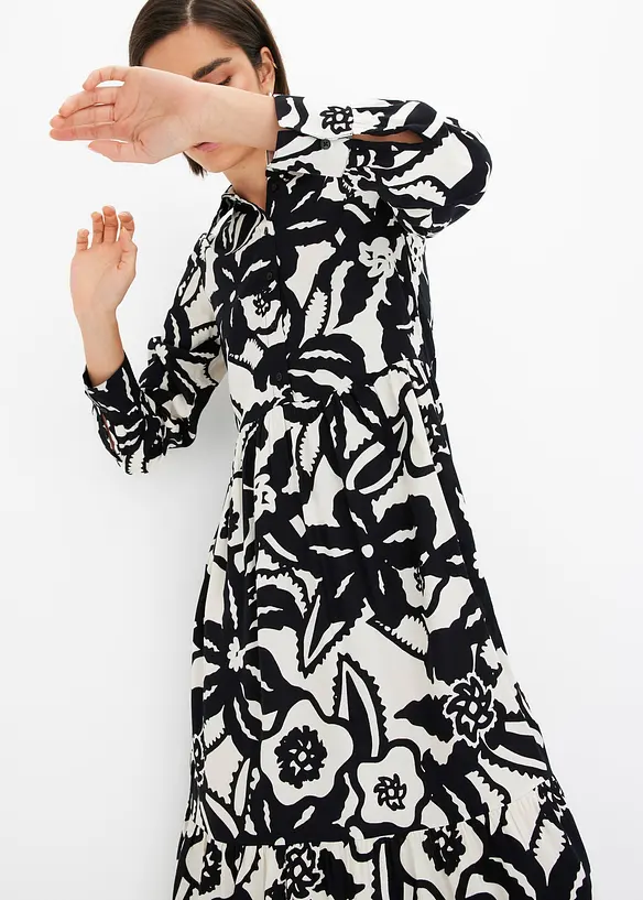 Robe midi imprimée en viscose fluide, bonprix