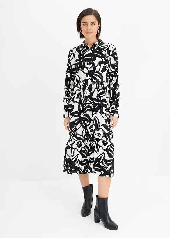 Robe midi imprimée en viscose fluide, bonprix