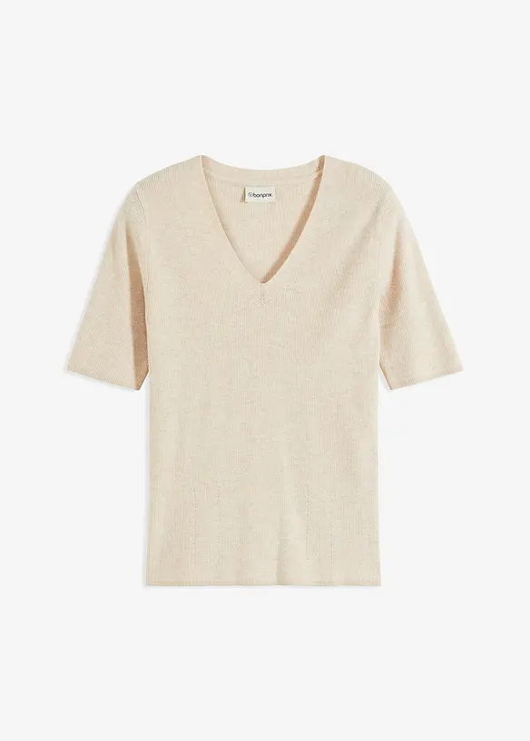 Pull manches courtes c&ocirc;tel&eacute; en viscose m&eacute;lang&eacute;e, bonprix