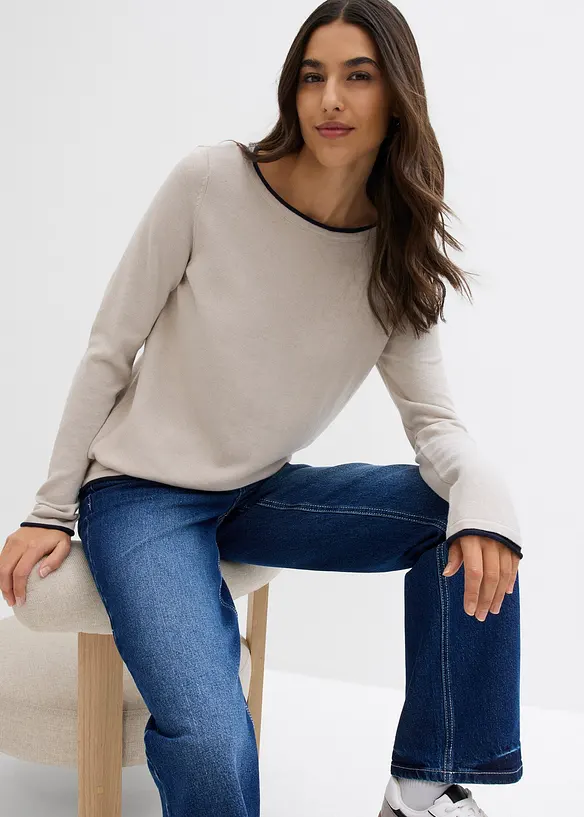 Pull en fine maille de coton mélangé, bonprix