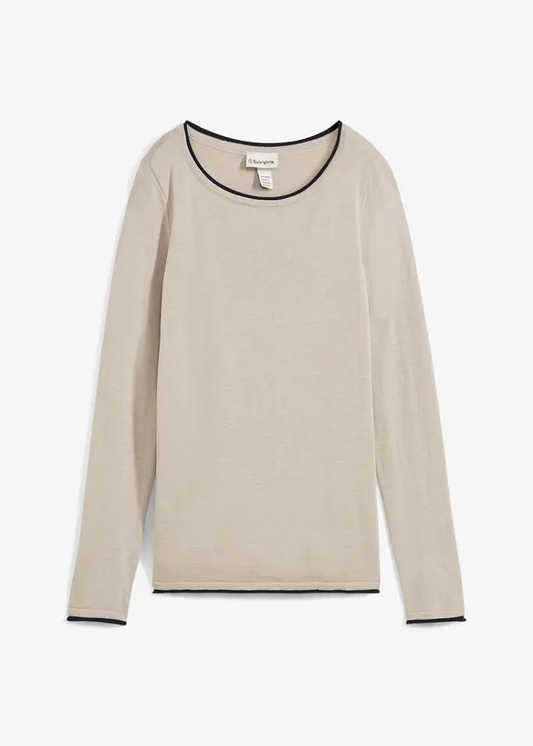 Pull en fine maille de coton mélangé, bonprix