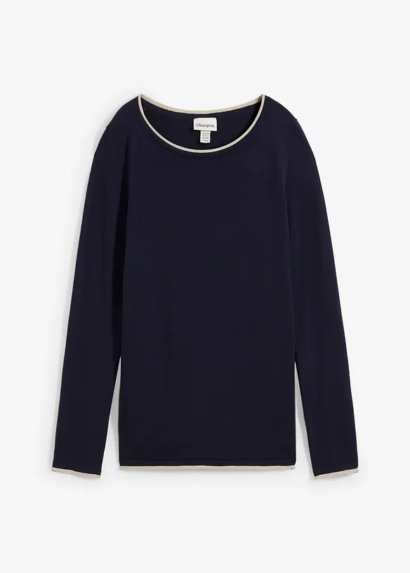 Pull en fine maille de coton m&eacute;lang&eacute;, bonprix