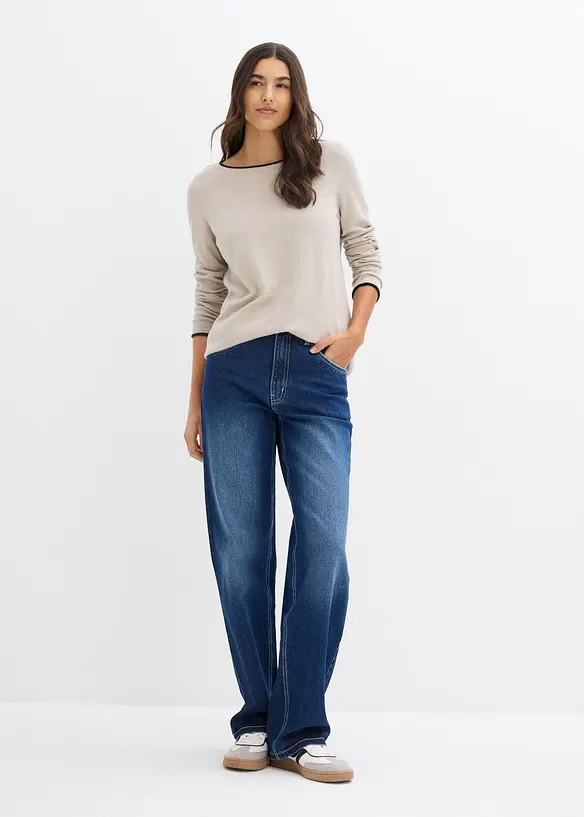 Pull en fine maille de coton mélangé, bonprix