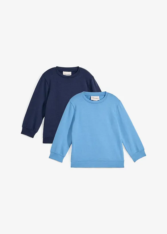 Lot de 2 sweats en coton mélangé, bonprix