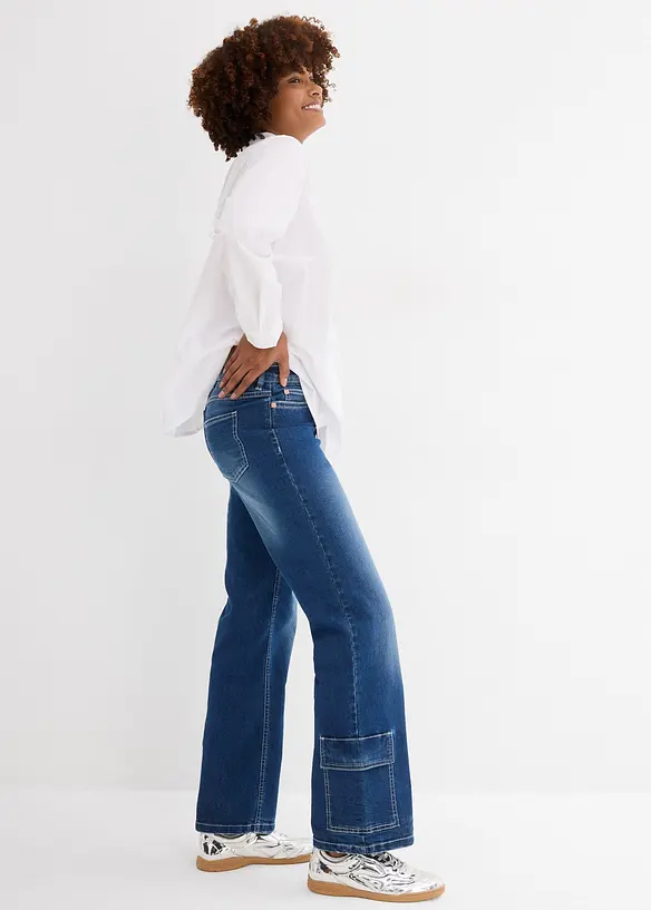 Jean cargo taille mi-haute, bonprix