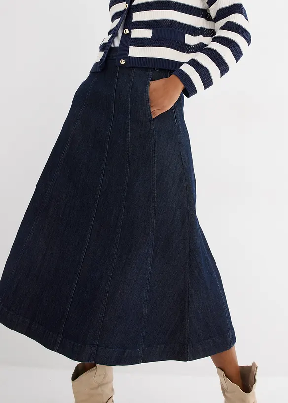 Jupe midi en jean, bonprix