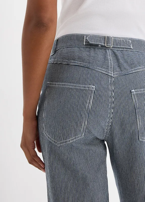 Jean droit loose, taille haute, rayé, bonprix