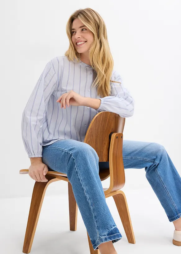 Long chemisier en popeline de coton, bonprix