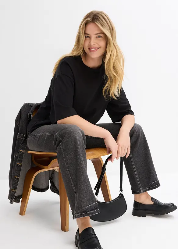 T-shirt long en interlock, bonprix