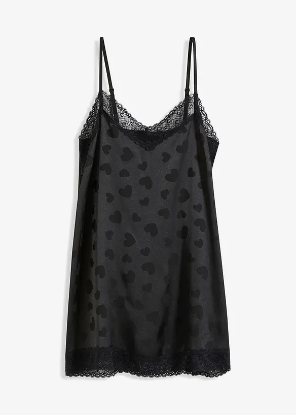 Négligé en satin à motif cœur, bonprix