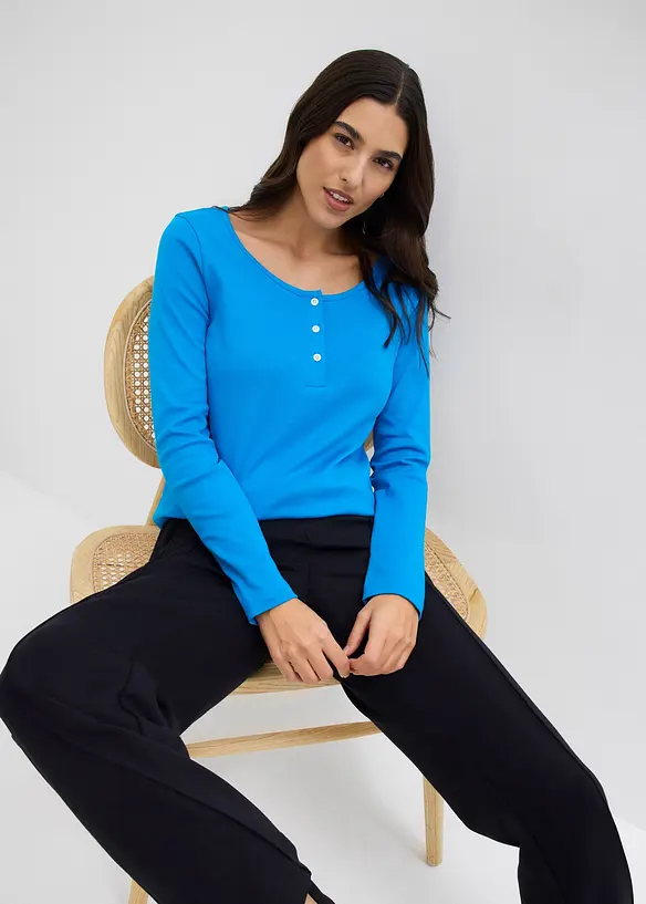 T-shirt manches longues à col rond, bonprix