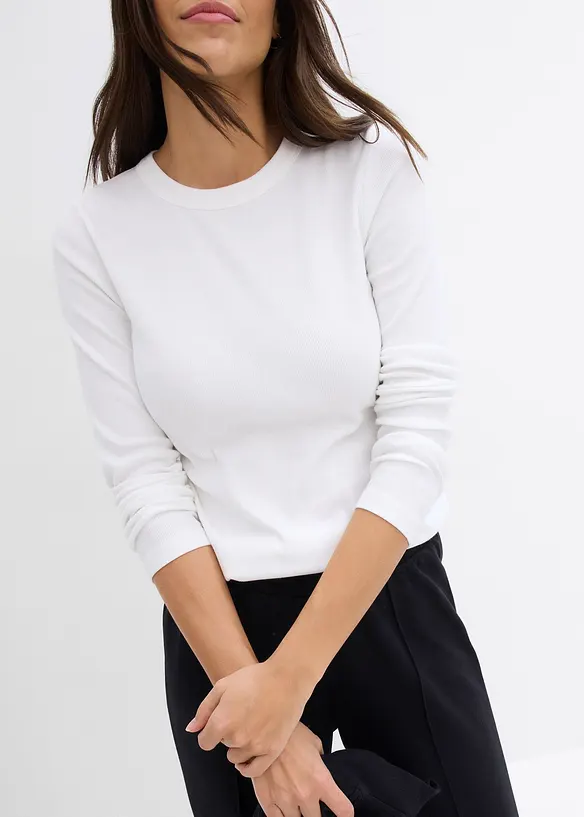 Lot de 2 T-shirts côtelés, bonprix