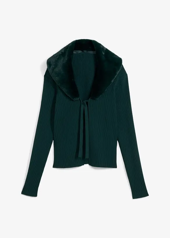 Gilet en maille avec col synthétique, bonprix