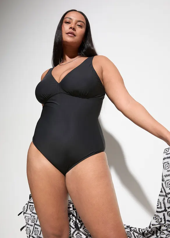 Maillot 1 pièce sculptant à décolleté plongeant, maintien modéré, bonprix