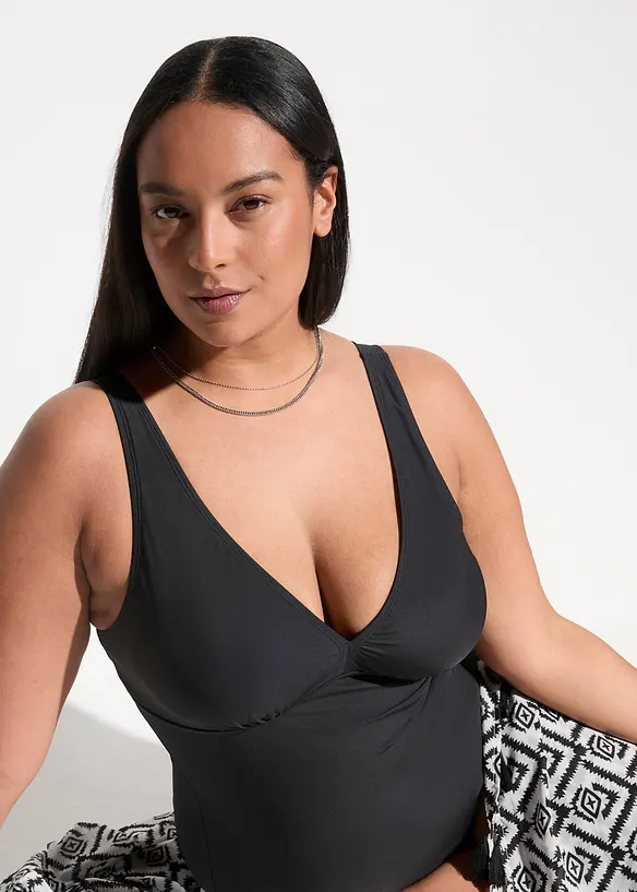 Maillot 1 pièce sculptant à décolleté plongeant, maintien modéré, bonprix