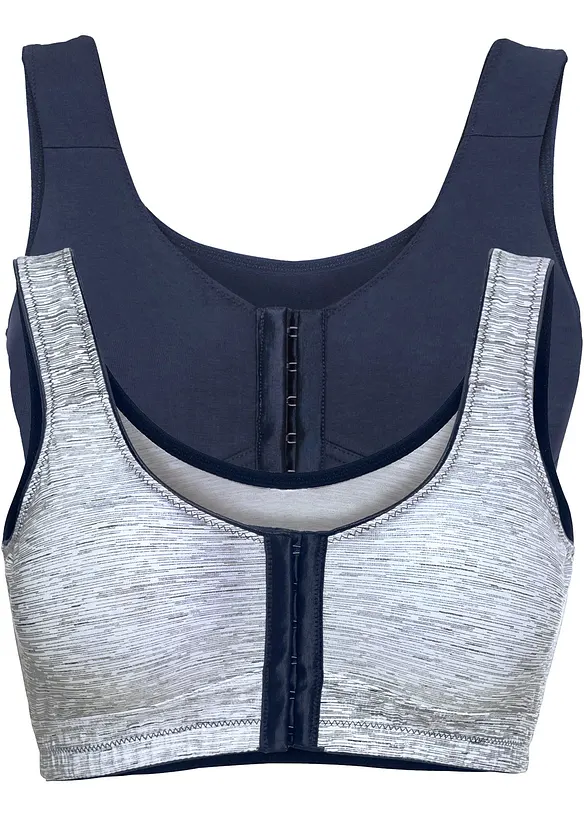 Lot de 2 soutiens-gorge fermeture devant, sans armatures, bonprix