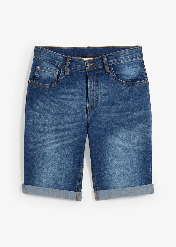 Bermuda en jean extensible &agrave; taille r&eacute;glable, slim, bonprix