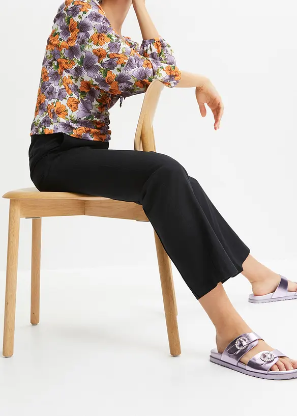 Pantalon taille haute en lin et viscose, bonprix