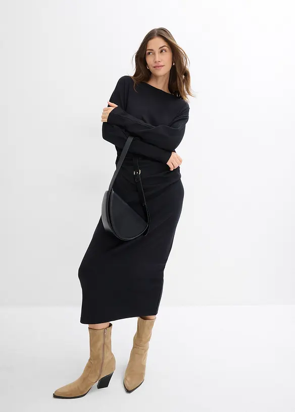 Robe midi en Punto di Roma confortable, bonprix