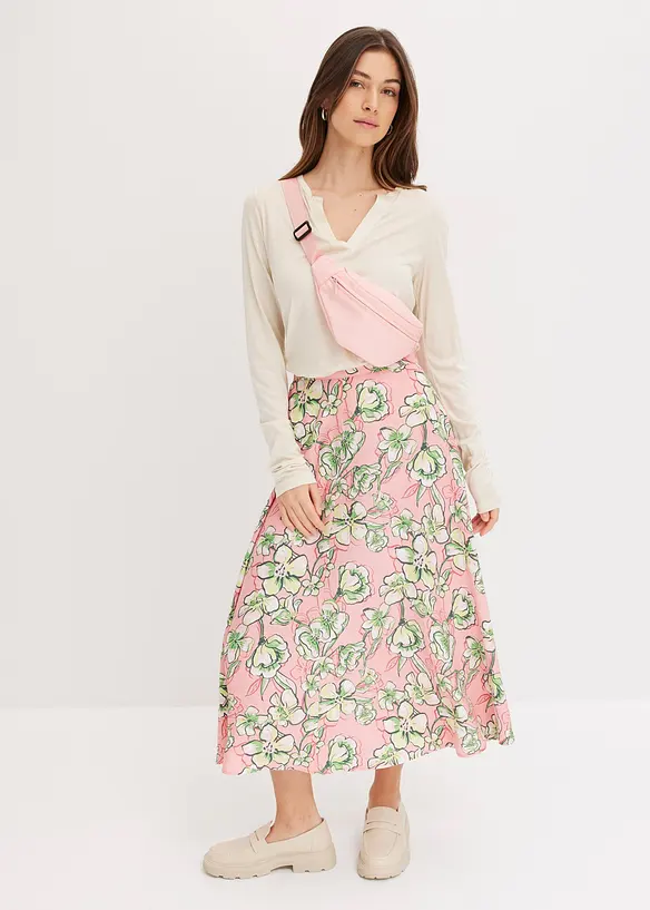 Jupe midi fluide en viscose mélangée, bonprix