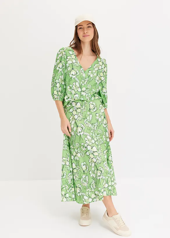 Jupe midi fluide en viscose mélangée, bonprix