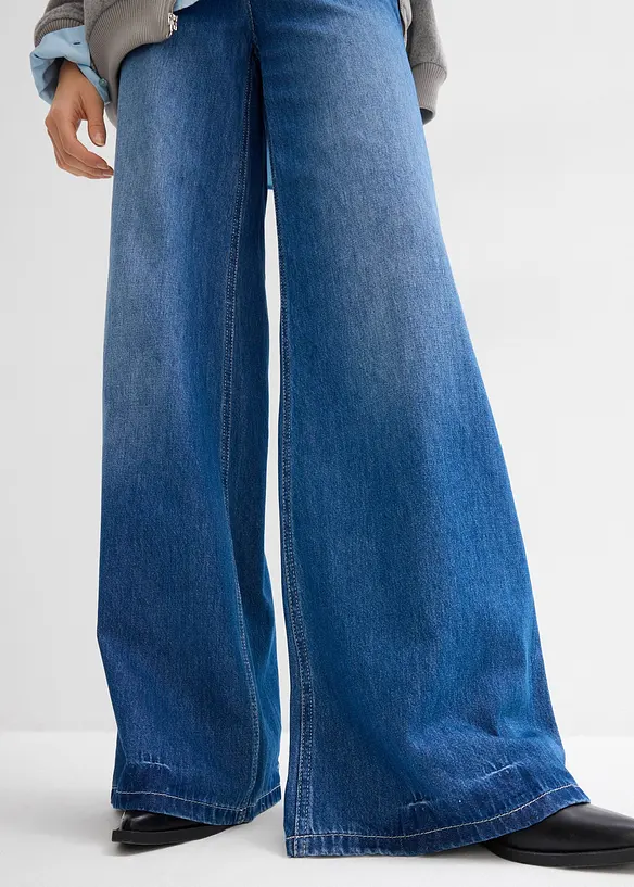 Jean large, taille haute et élastiquée, bonprix