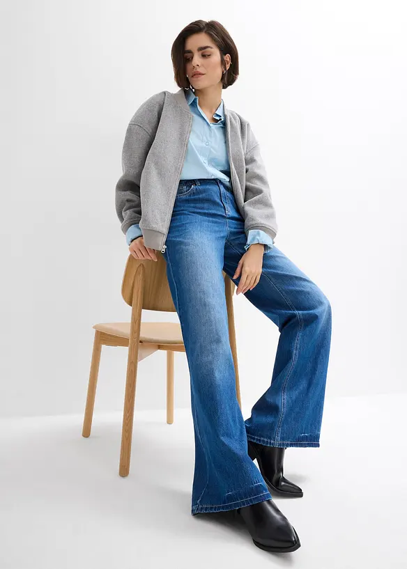 Jean large, taille haute et élastiquée, bonprix