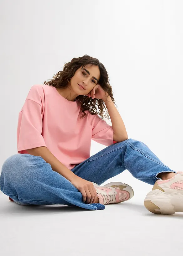 T-shirt long en interlock, bonprix