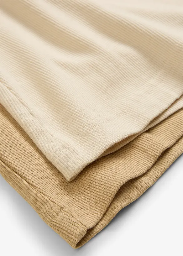 Lot de 2 t-shirts en coton côtelé, bonprix