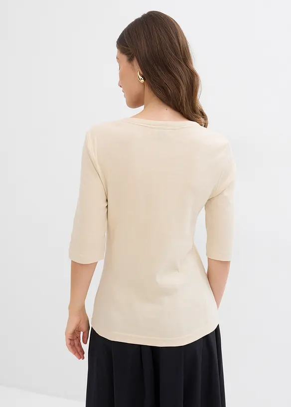 Lot de 2 t-shirts en coton côtelé, bonprix