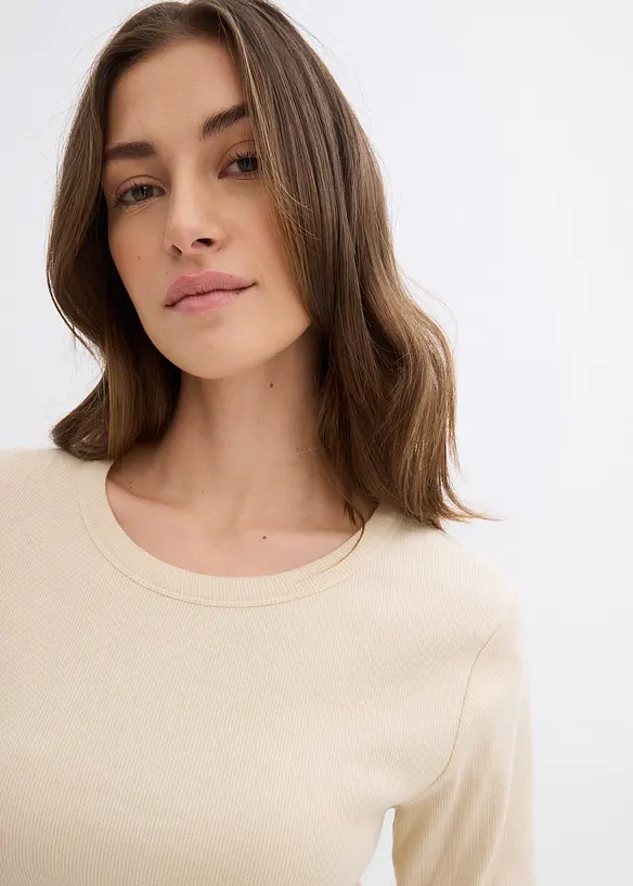 Lot de 2 t-shirts en coton côtelé, bonprix