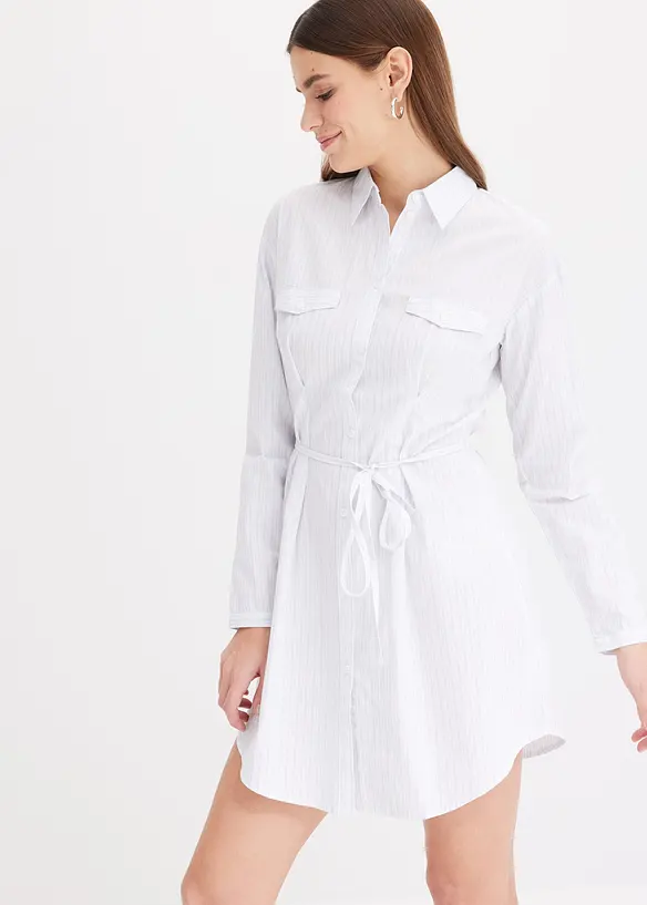 Robe chemise en popeline rayée, bonprix