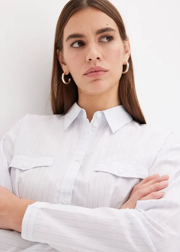 Robe chemise en popeline rayée, bonprix