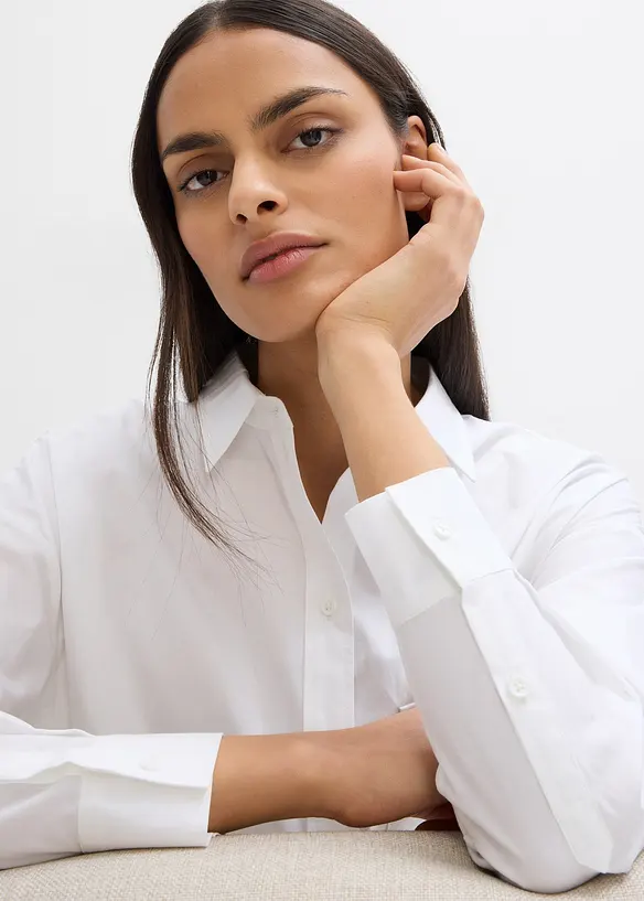 Long chemisier 100% coton, bonprix