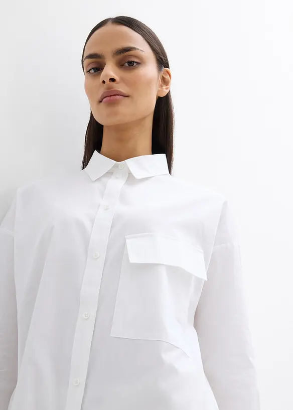 Long chemisier 100% coton, bonprix