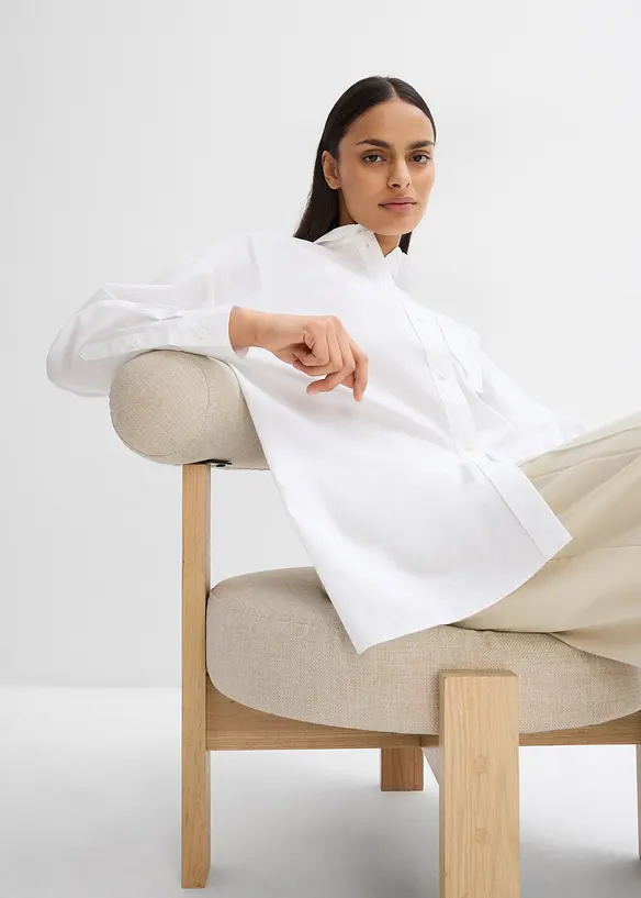 Long chemisier 100% coton, bonprix