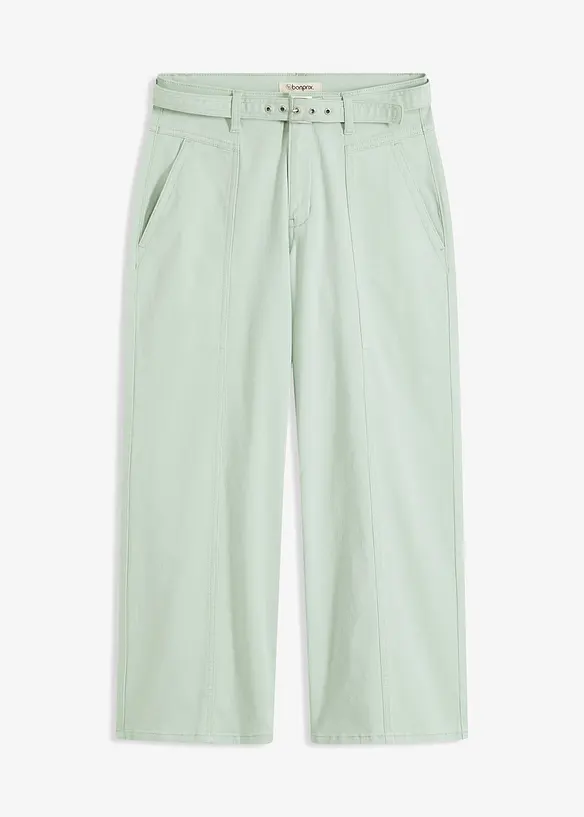 Jupe-culotte en twill extensible, avec ceinture, bonprix