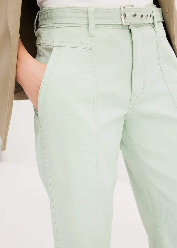 Jupe-culotte en twill extensible, avec ceinture, bonprix