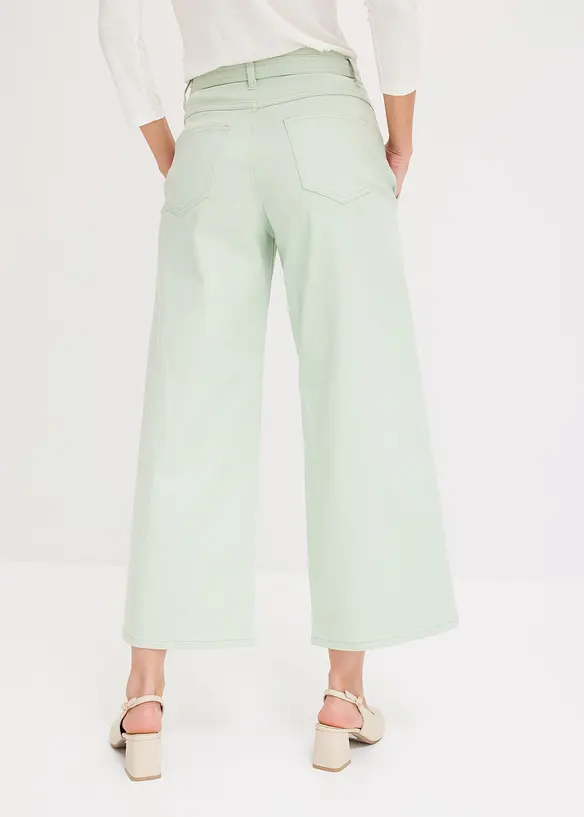 Jupe-culotte en twill extensible, avec ceinture, bonprix