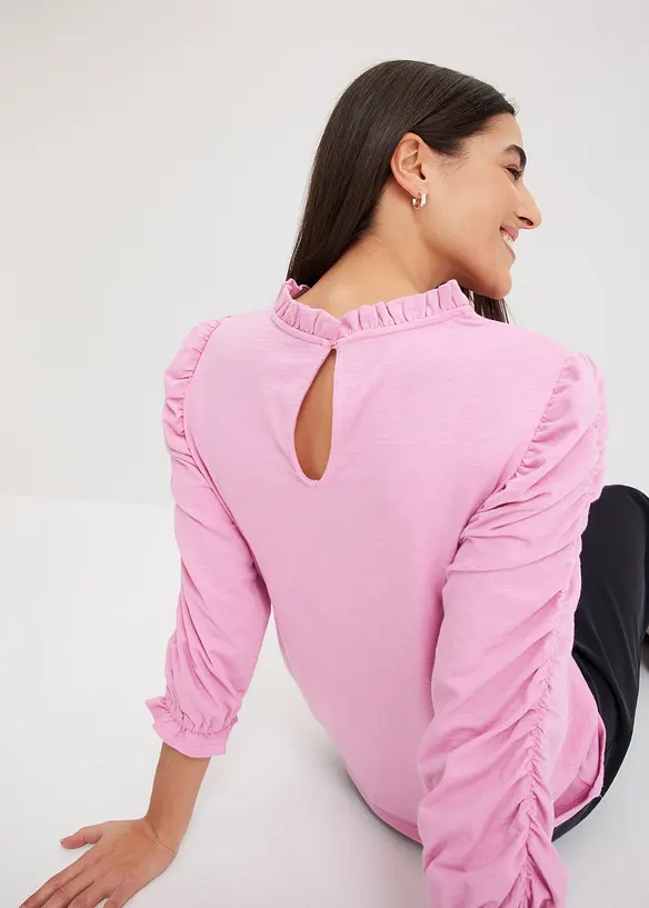 T-shirt à manches 3/4 et fronces, bonprix